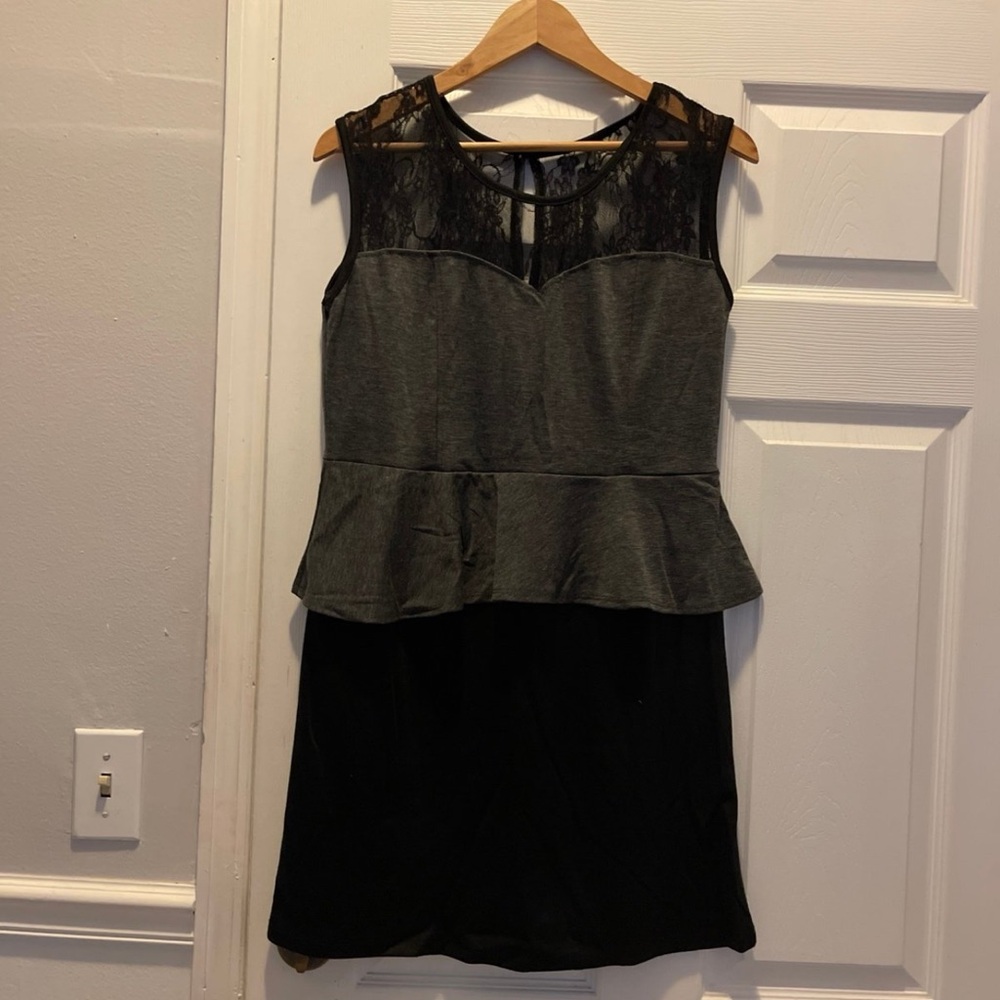 Elegant Black and Gray Lace Dress